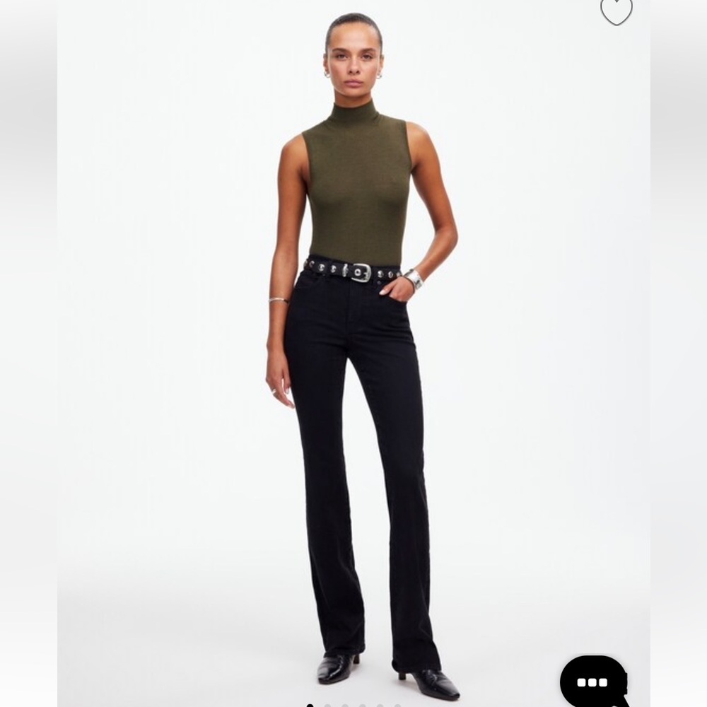 NWT Madewell Kick Out Crop Flare Jeans Black Frost Mid Rise Stretch Size 24 Tall